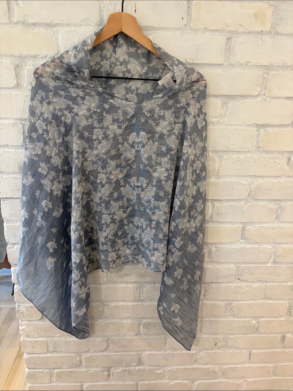 J. Jill Dusty Blue Ombre Floral Shawl (B5)